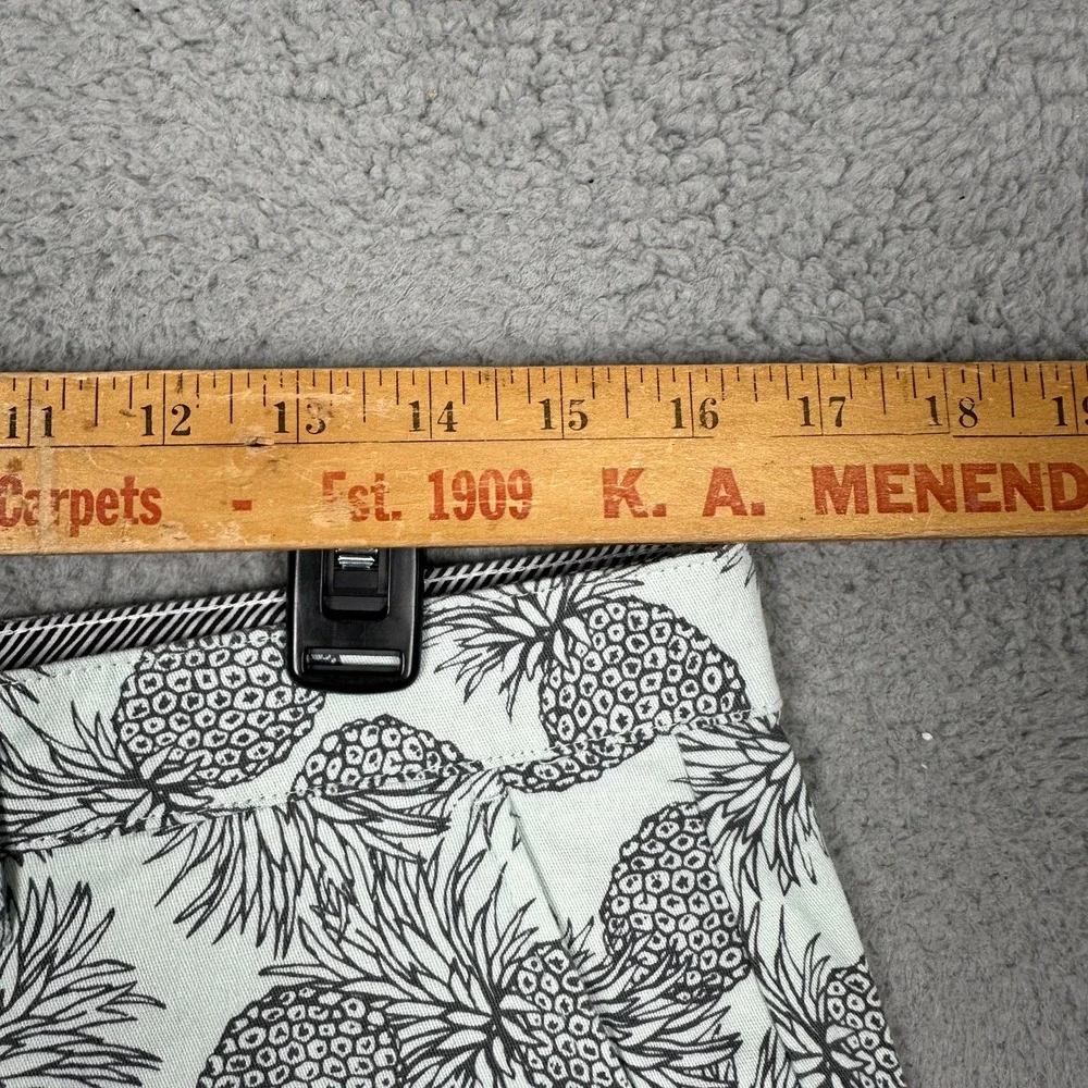 NEW Jachs Shorts Mens 32 Bleecker Fit Mint Pineapple Print Chino Casual Stretch